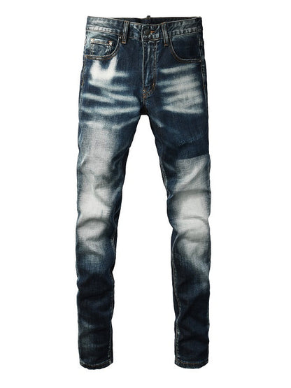 Washed slim fit denim jeans met smalle pijpen voor heren