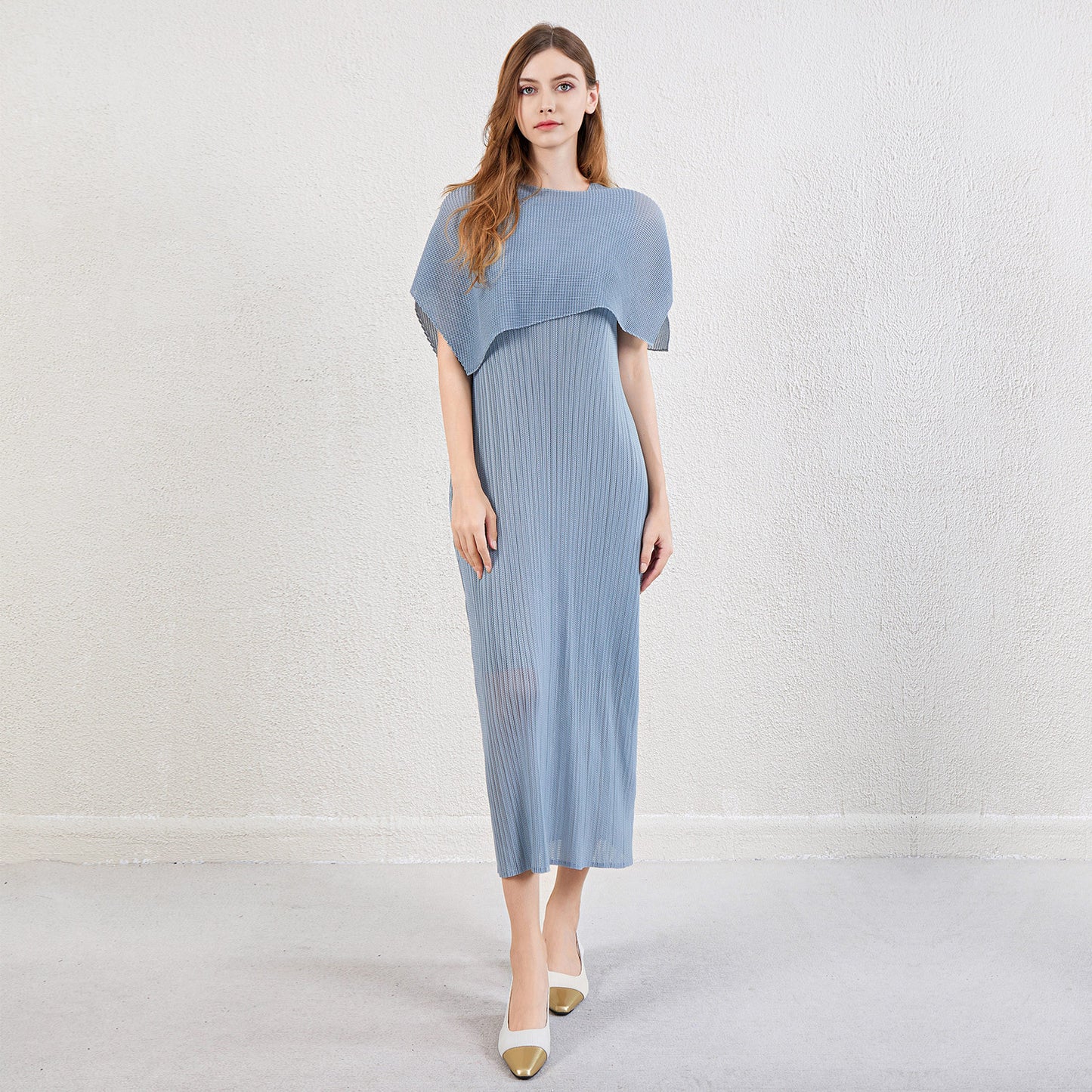Women's summer French temperament dress seaside holiday wind sun protection cape with vest skirt two-piece set