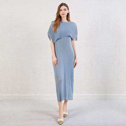 Women's summer French temperament dress seaside holiday wind sun protection cape with vest skirt two-piece set