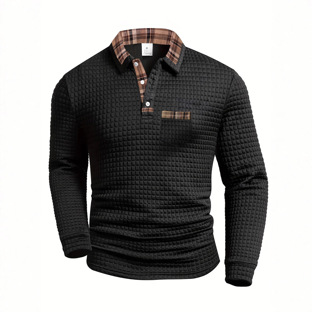 Klassiek geruit poloshirt met lange mouwen voor heren