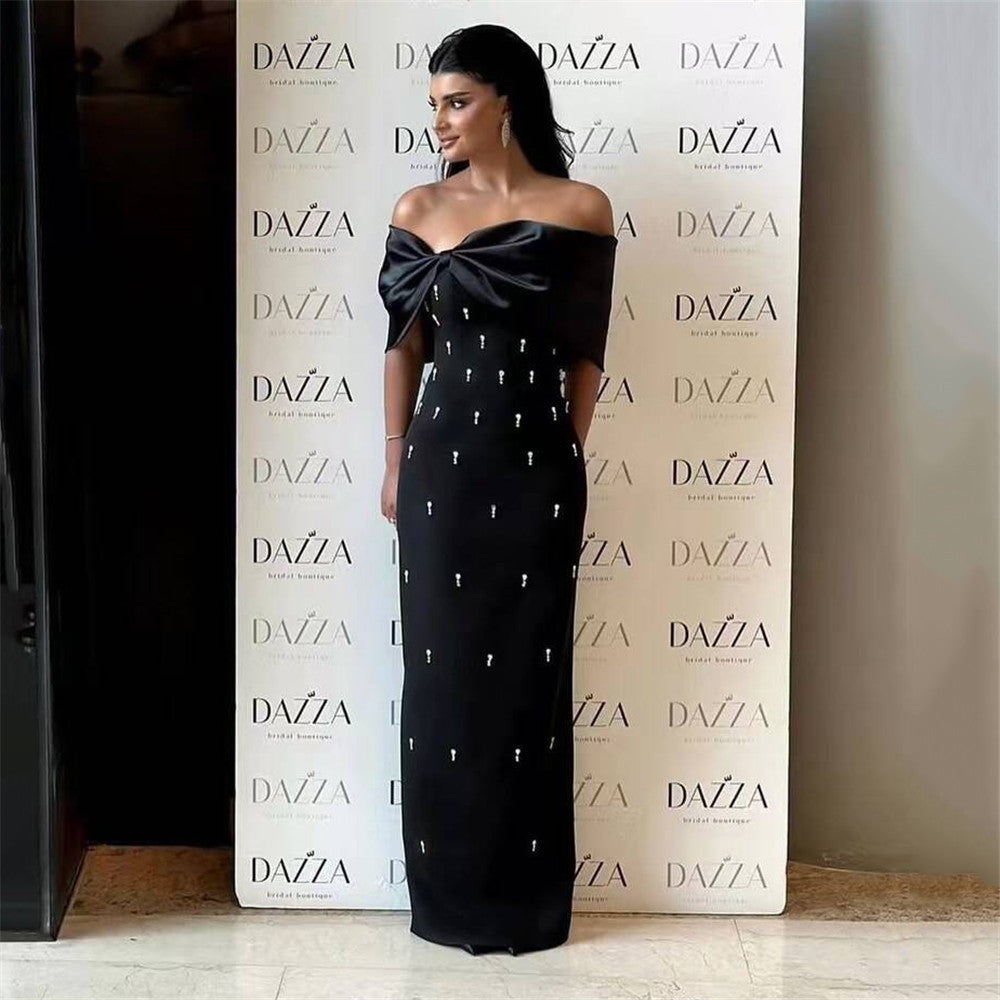 Women Elegant Off Shoulder Rhinestone Bandage Party Dress