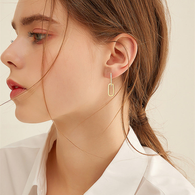 Luxe Design Dubbele Ring Moissanite High Sense Niche S925 Oorbellen