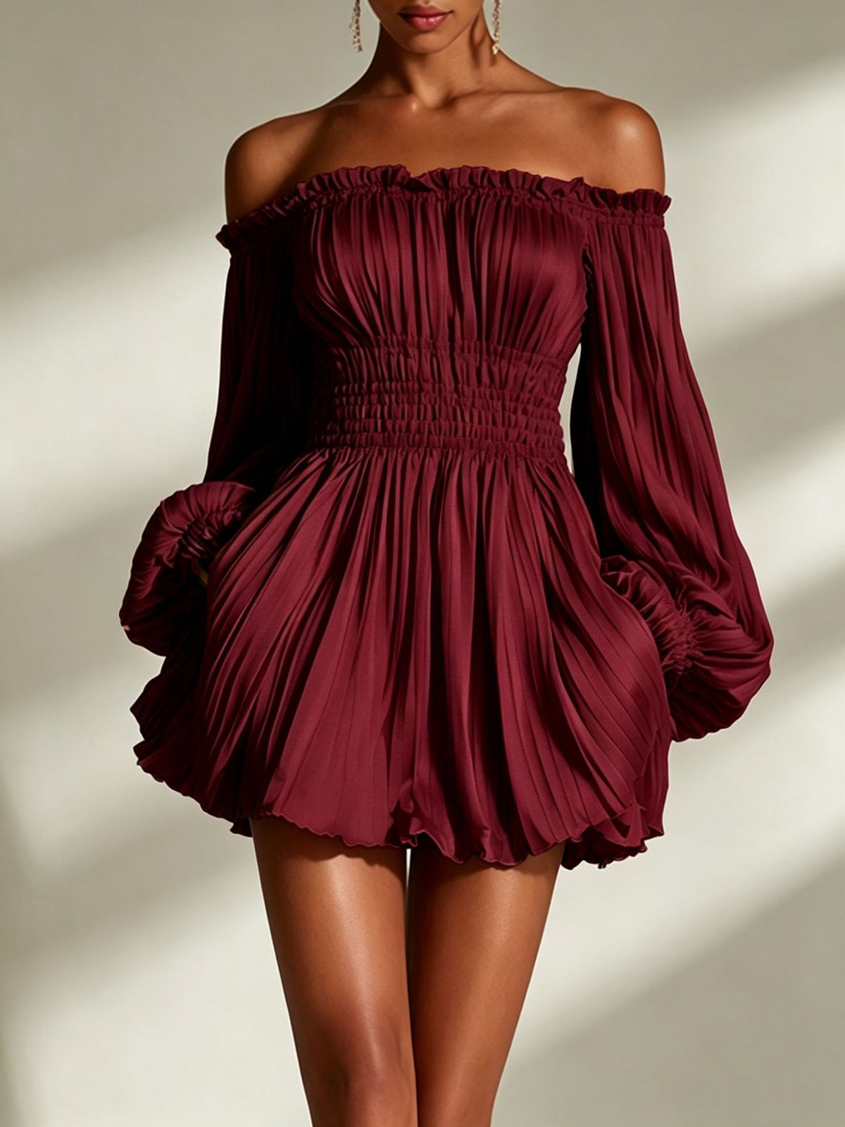 Off-Shoulder Ruched Waist Dress