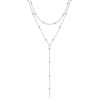 Layered Y-Shaped Tassel Bead Necklace