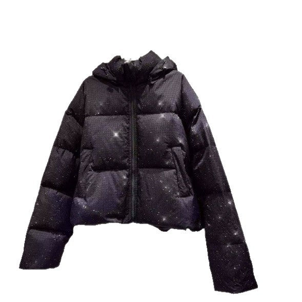 Starry sky shining, hooded cotton coat, cotton jacket, overcoat