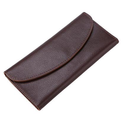 Genuine Cowhide Minimalist Womens Wallet Functional Long Clutch
