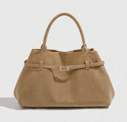 Suede Belt Buckle Tote Bag