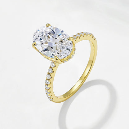 Zircon Ice Flower Cut Oval Ring Stackable Ring for Women