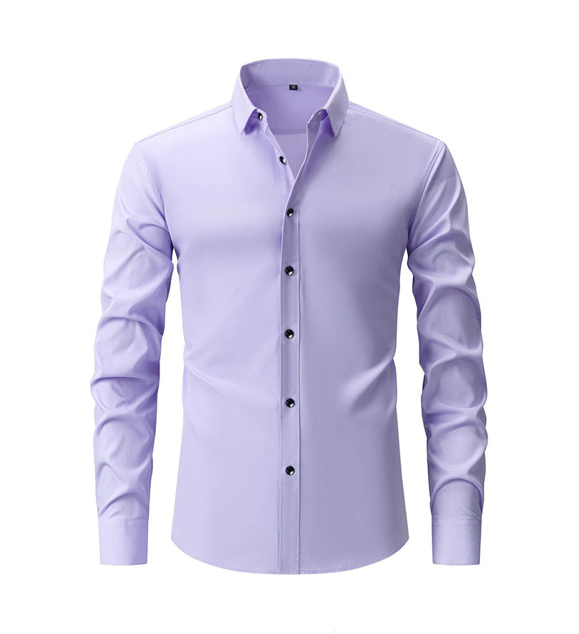 Cotton Long Sleeve Shirt Men's Stretch Non-Iron Dress Shirt  Size Business Casual Shirt