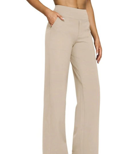 Casual High-Waisted Straight Pants Loose Pocket Yoga Pants