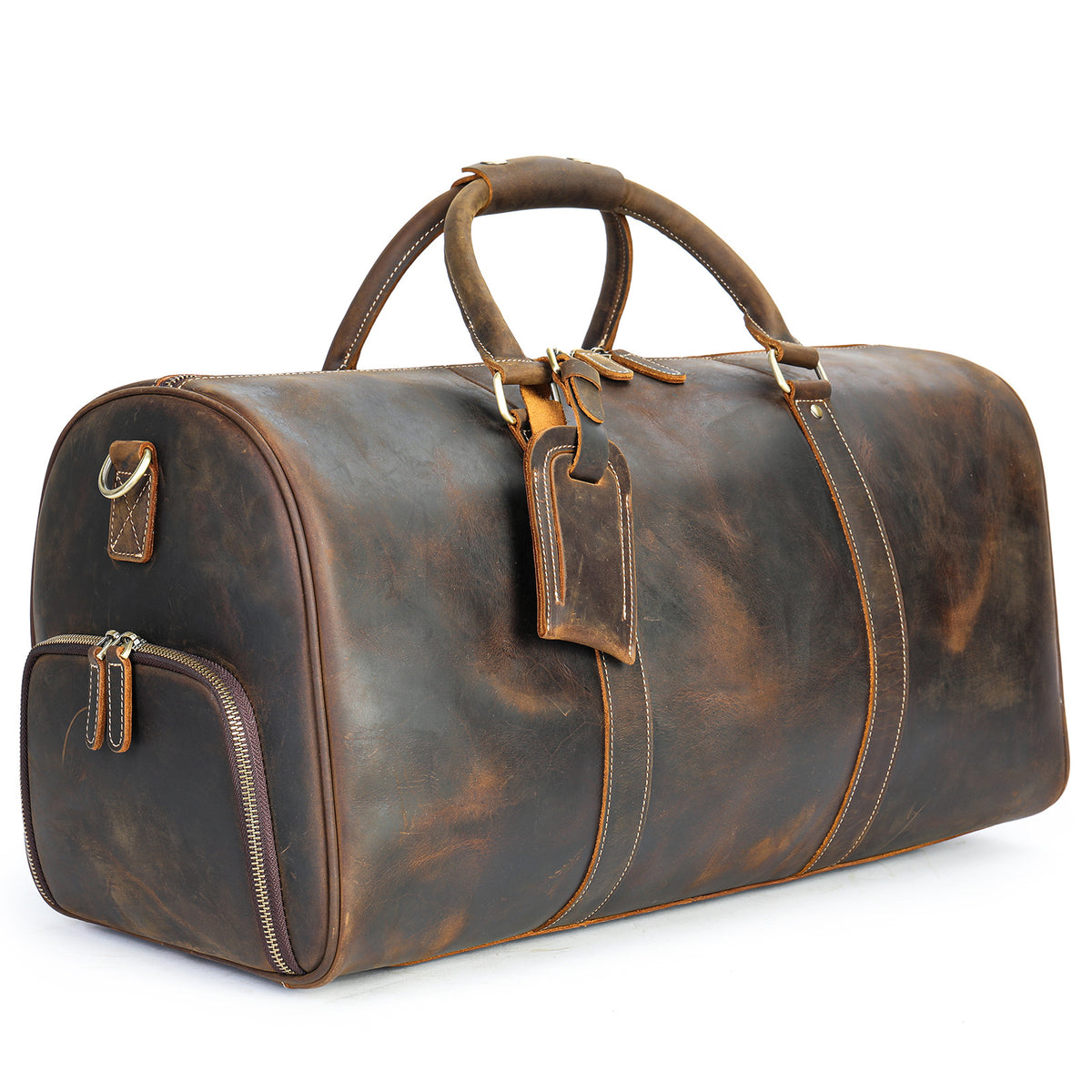 Men's Leather Travel Bag Large Capacity Cowhide Duffle Bag