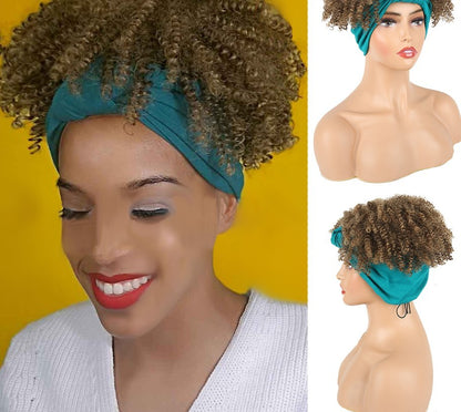 Synthetic fluffy short curly hair headband wig