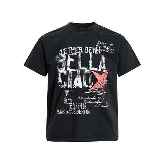 T-shirt met korte mouwen en gemêleerd lettermotief