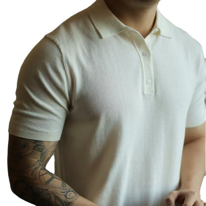 Fashion Casual Lapel Pure Color Polo Shirt Casual Knitted Short-Sleeved Men's Summer New Breathable Trendy Men's T-Shirt