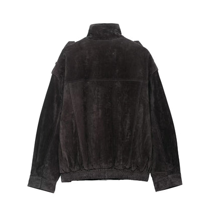 Suede textured leather jacket