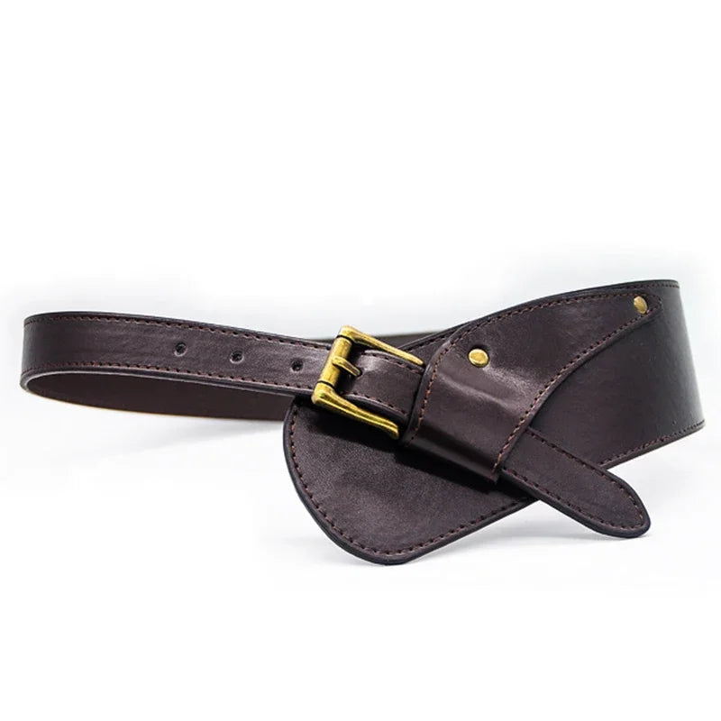 Women's New Wide Leather Belt Fashion Designer Metal Pin Buckle Tie  Leisure Belts for Ladies Wedding Dress Waistband
