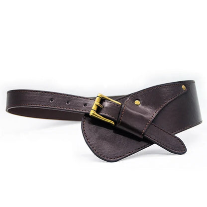 Women's New Wide Leather Belt Fashion Designer Metal Pin Buckle Tie  Leisure Belts for Ladies Wedding Dress Waistband