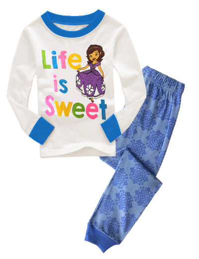 Katoenen unisex cartoon pyjamaset met lange mouwen