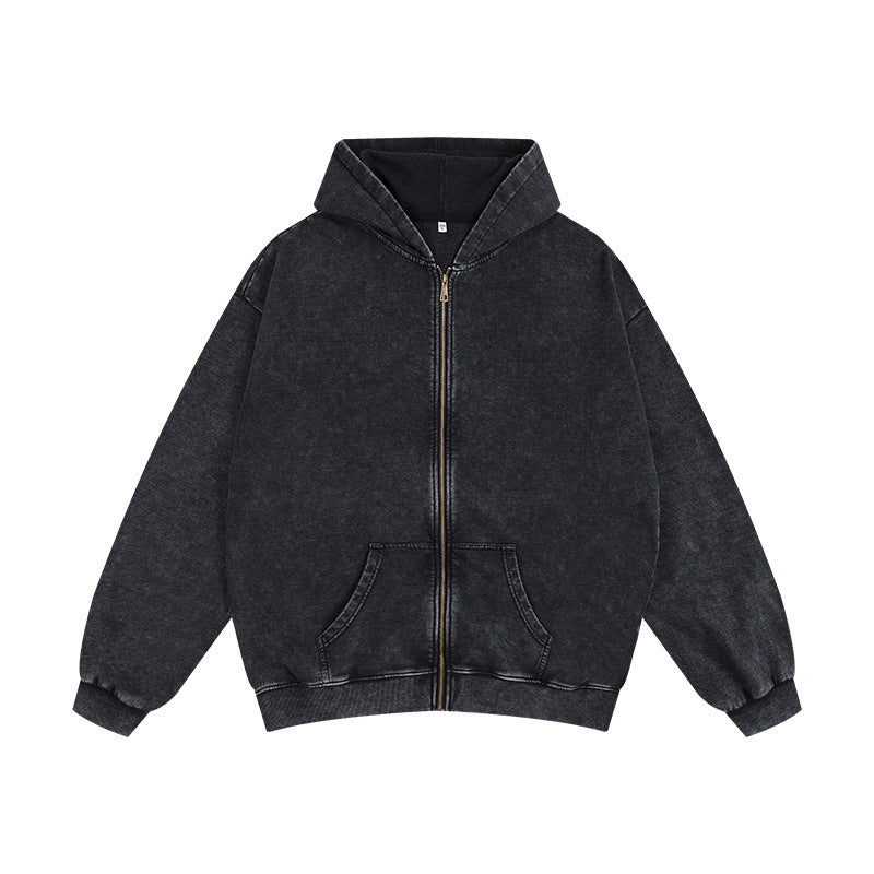 Distressed Cotton Hooded Sweatshirt