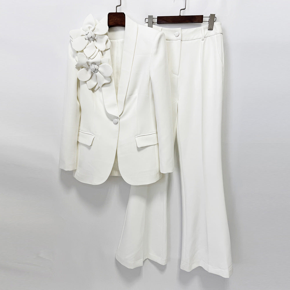 Womens Formal Suit Set with Flared Pants