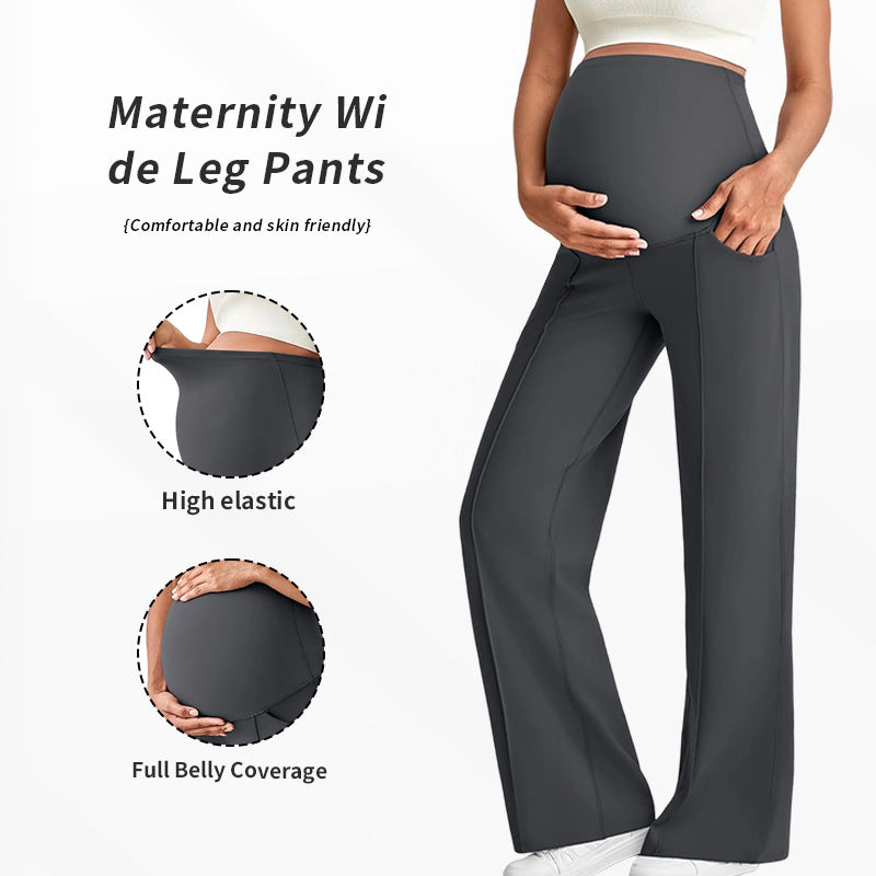 Maternity Pants High Waist Wide Leg
