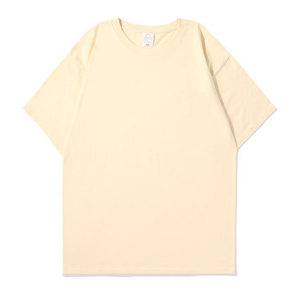 small neckline cotton loose short sleeve solid color bottoming T-shirt