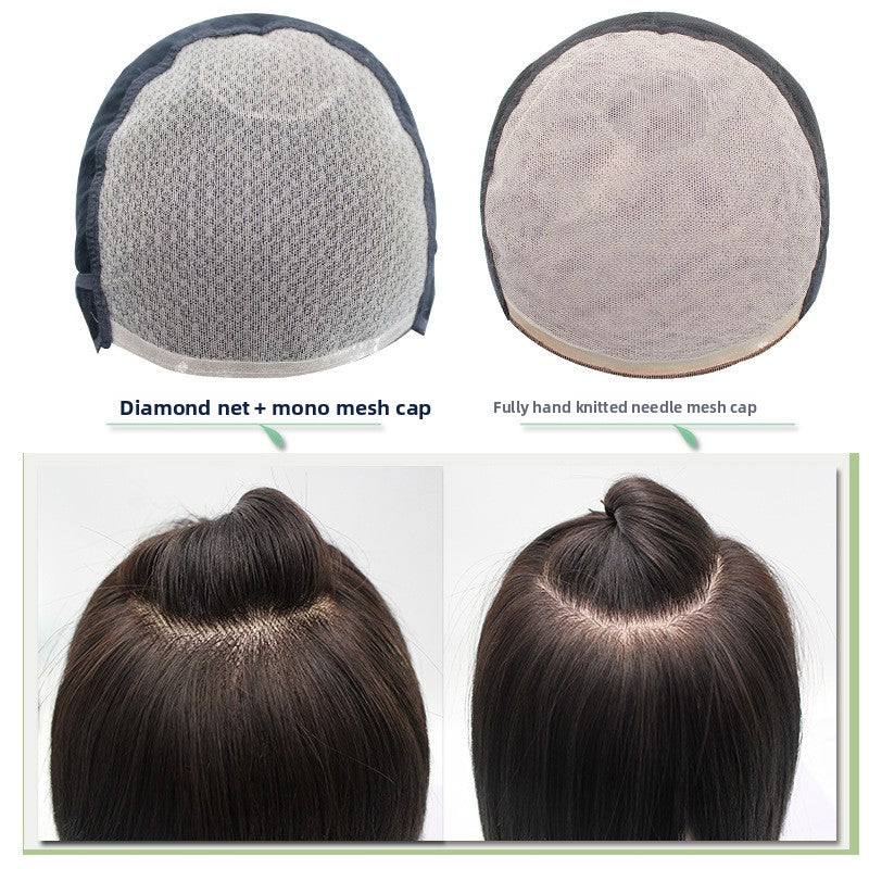 Real Hair Full Hand-Woven Double Needle Head Cover