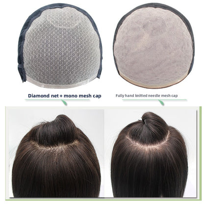 Real Hair Full Hand-Woven Double Needle Head Cover