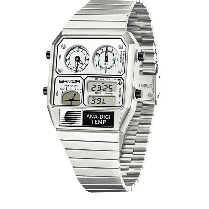 Dual Display 50m Water Resistant Electronic Watch