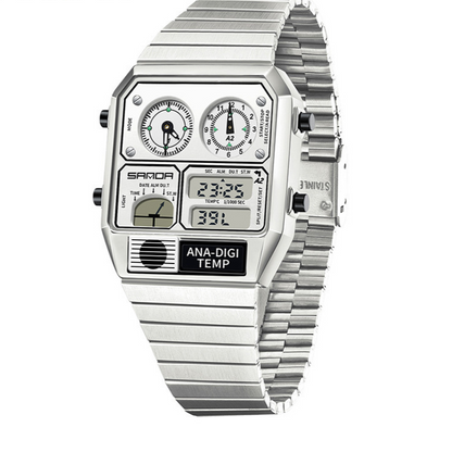 Dual Display 50m Water Resistant Electronic Watch