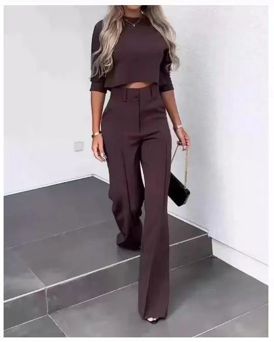 Women's Nine-Quarter Sleeve Slim-Fit Suit Set