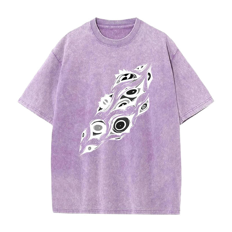Summer New Anime Chainsaw Man Printed T-Shirt Summer Cotton Washed Vintage Short Sleeve Top