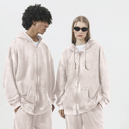 Distressed Cotton Hooded Sweatshirt