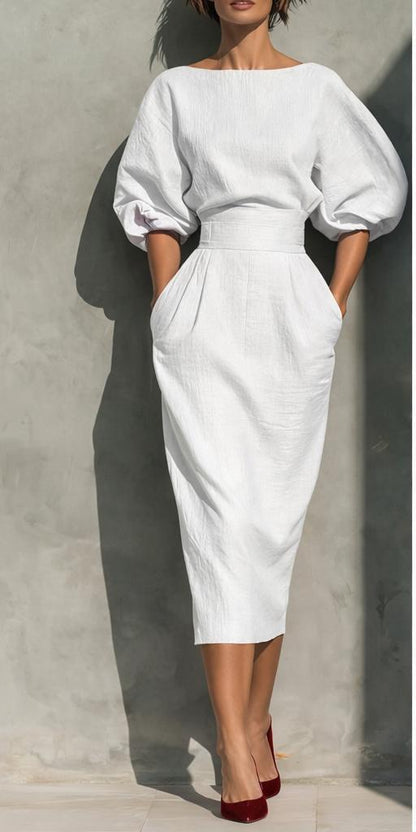 Elegant Boat Neck A Line Dress