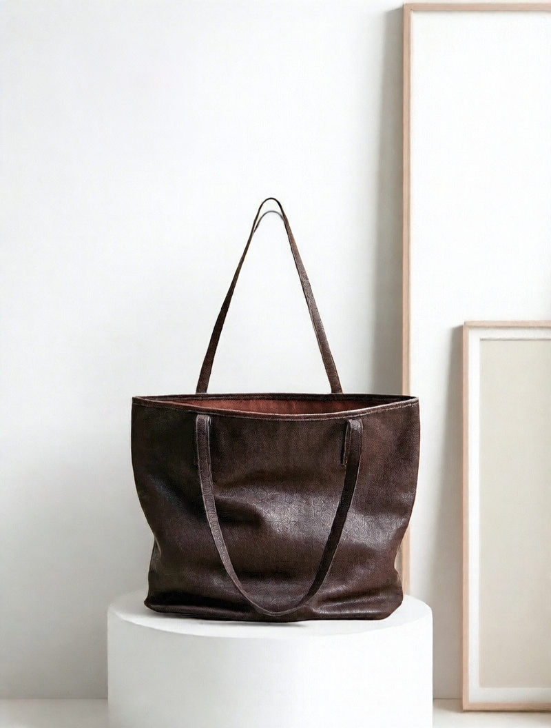 Vegetable-Tanned Cowhide Tote Bag for Women