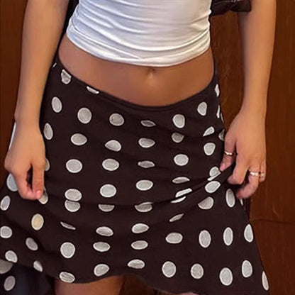Womens Satin Polka Dot Midi Skirt