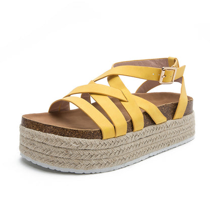 Muffin Platform Platform Women's Sandals Thin Strap Cross Buckle Plus Size Sandals Summer Sandals