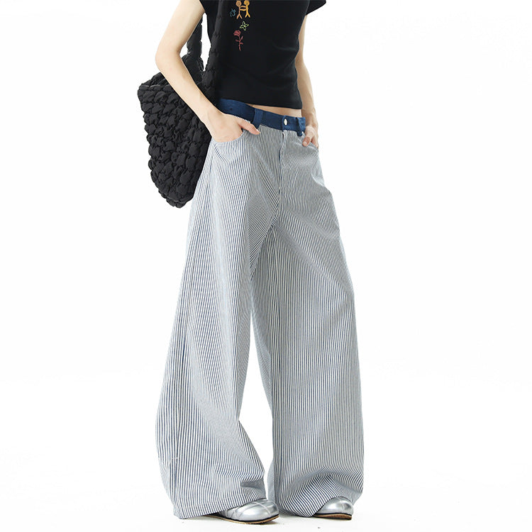 Summer waist joint wide leg loose and versatile floor pants