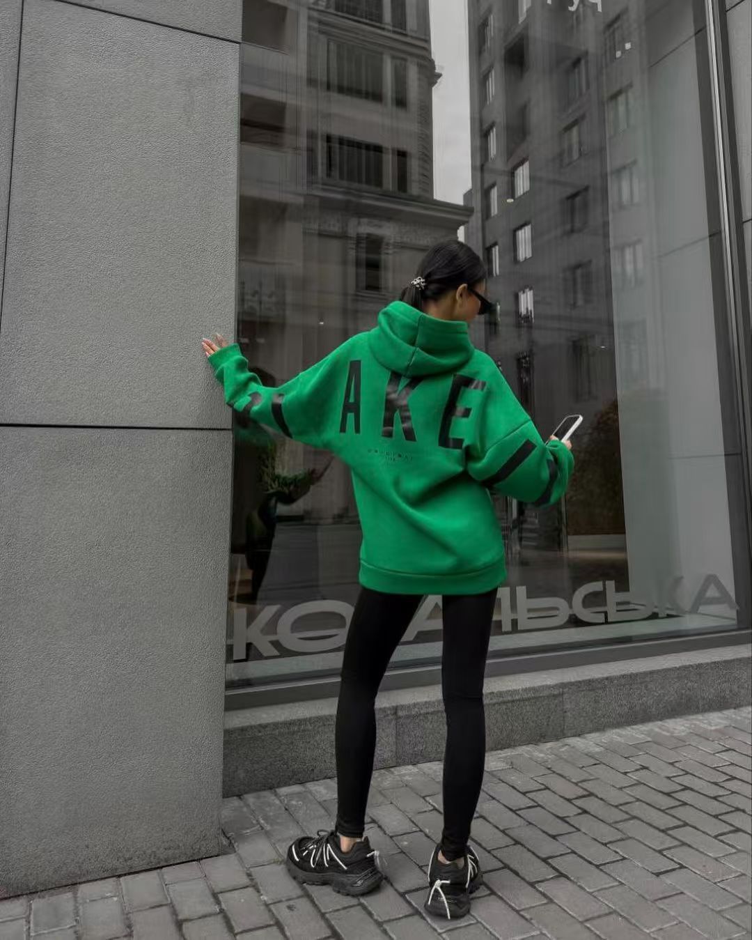 Gothic Letter Print Hooded Sweatshirt