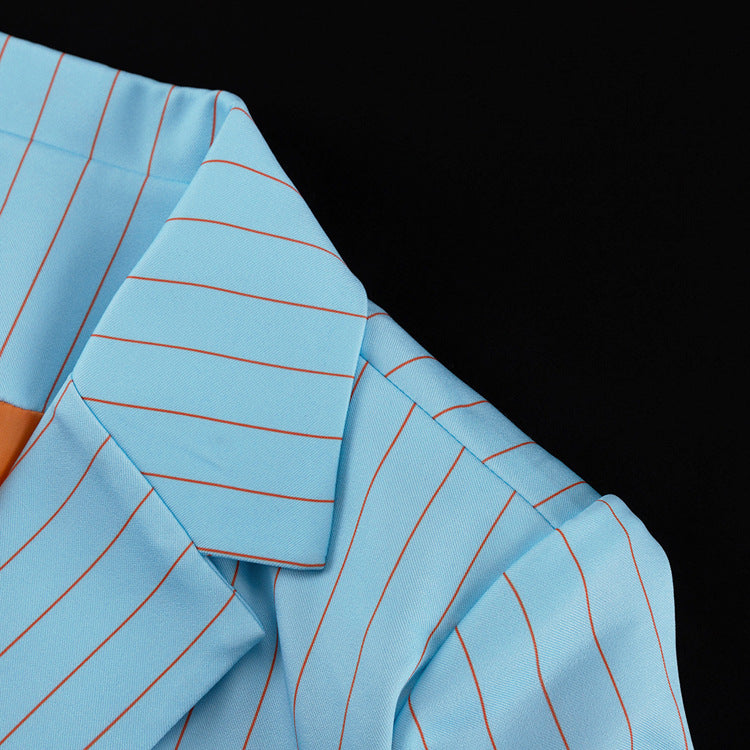 Gestreepte 2-delige set met revers en lange mouwen