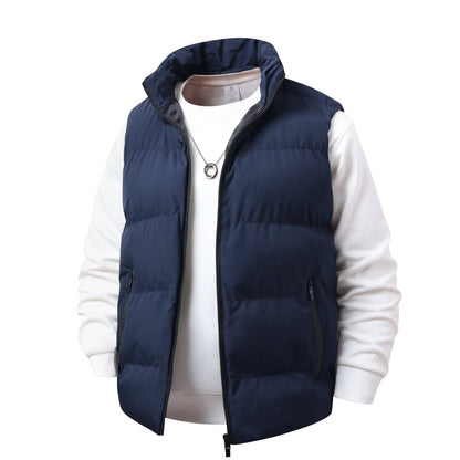Style Simple Solid Color Fleece-Lined Warm Loose Fit Men's Vest