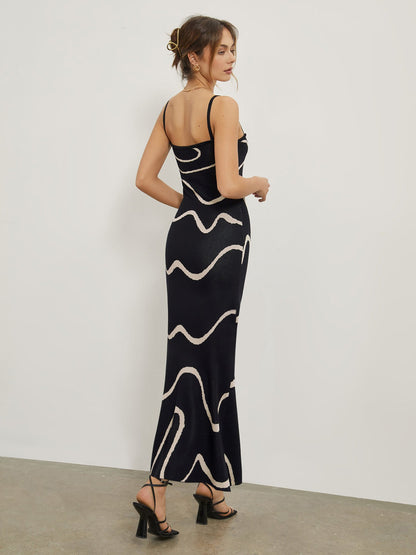 Summer style halter skirt slim striped knit sexy hip wrap dress