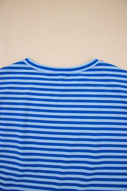 Gestreepte T-shirt met ribboord korte mouwen en ronde hals