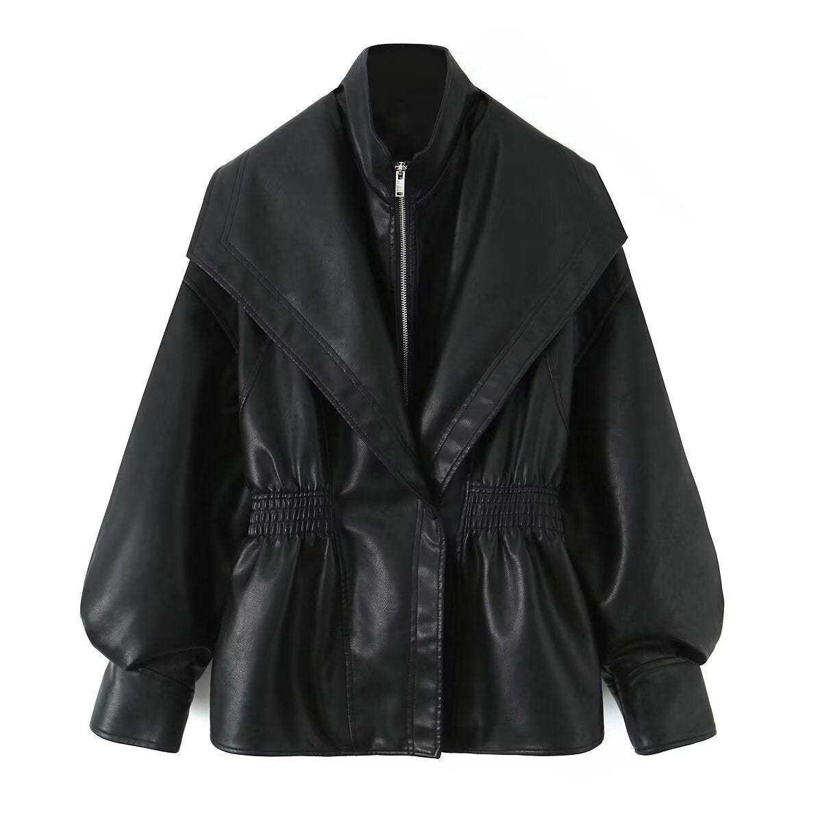 Fashion Turn-Down Collar Leather Jacket
