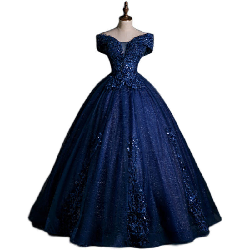 Elegant One-Shoulder Evening Dress with Puffy Skirt