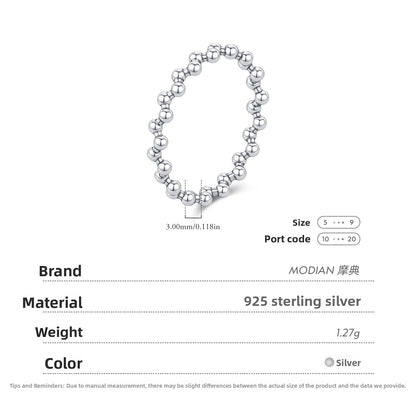 S925 Sterling Silver Beaded Ring