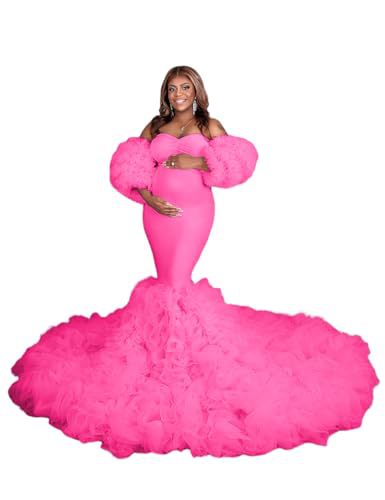 Plus-size fluffy tulle maternity photo shoot outfit, strapless bustier