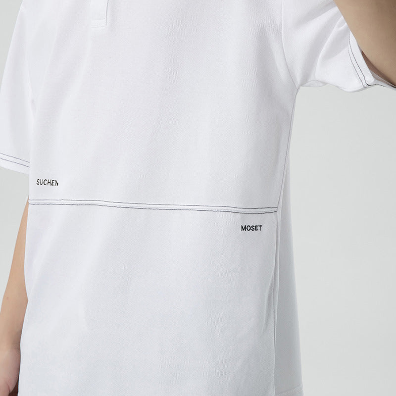 Summer stand up collar short sleeved polo shirt for boys and teenagers