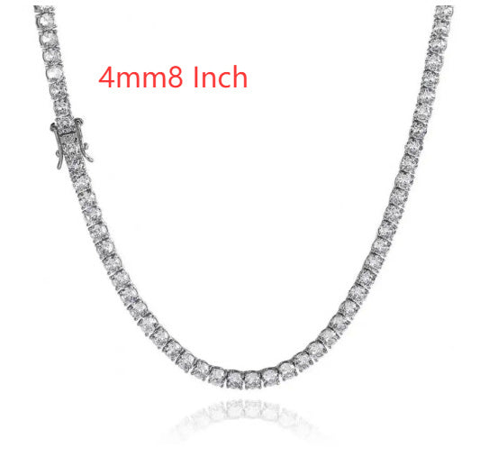 S925 Zilveren Moissanite Enkelrijige Tennisketting Unisex