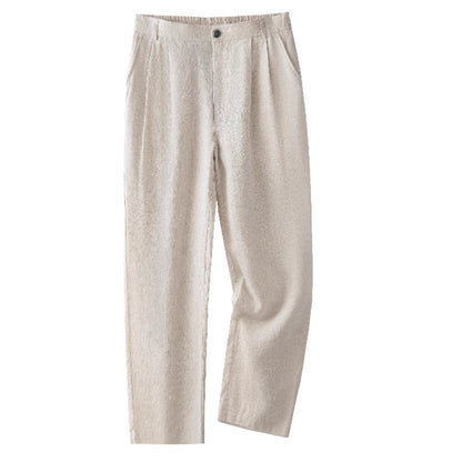 Mens Linen Casual Pants Straight Leg